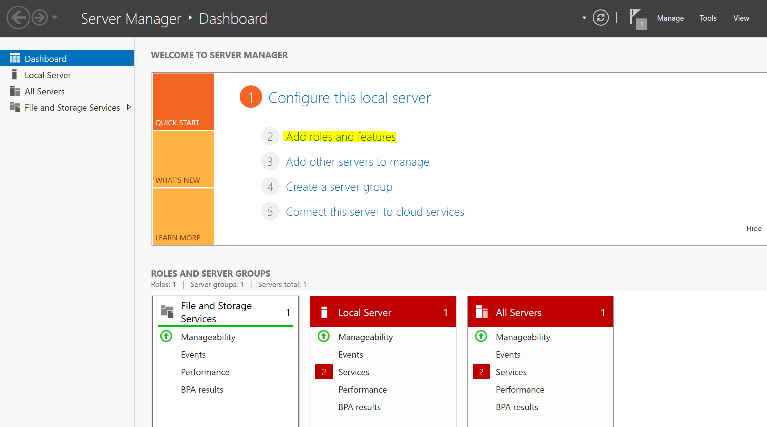 Open Server Manager