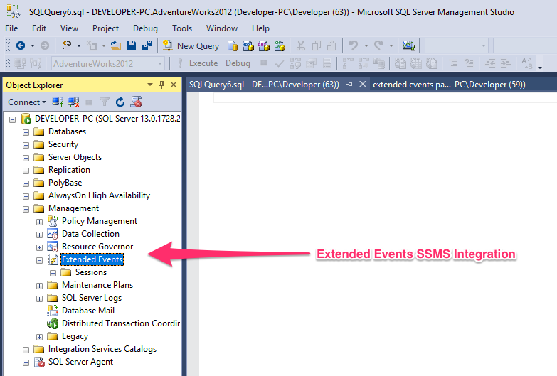 Extended Events SQL Server Integration